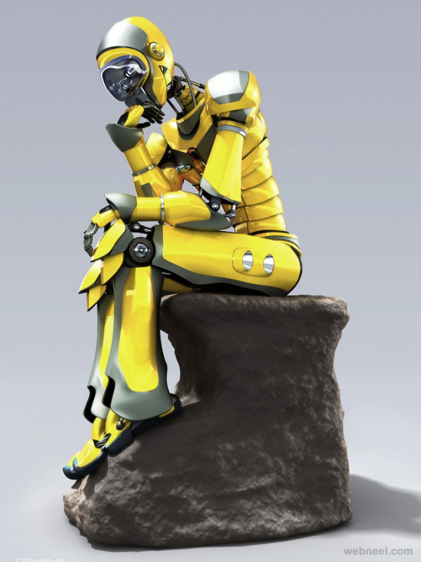robot woman sitting