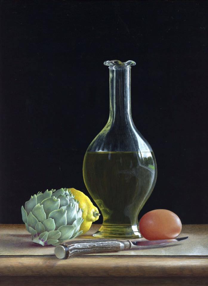 acrylic still life painting reflection by tim gustard