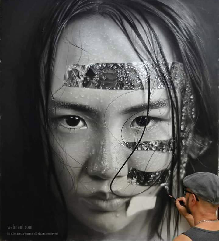 painting artwork hyper realistic portrait by kim deukyoung