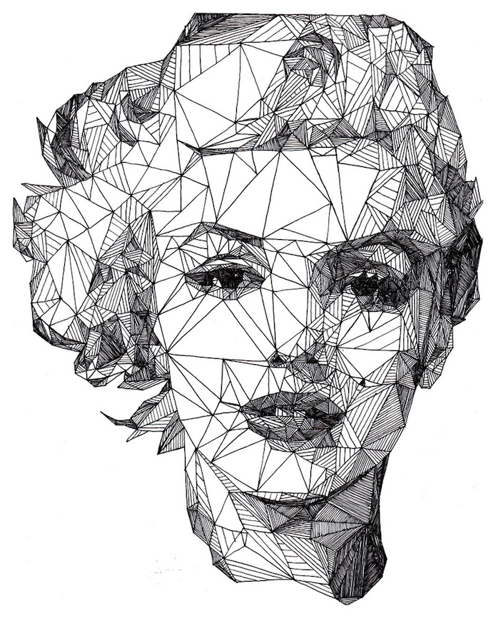 triangulation drawing marilyn monroe portrait by josh bryan