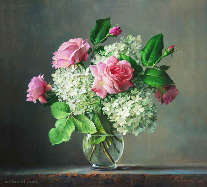 hyper realistic rose painting flower by pieterwagemansa