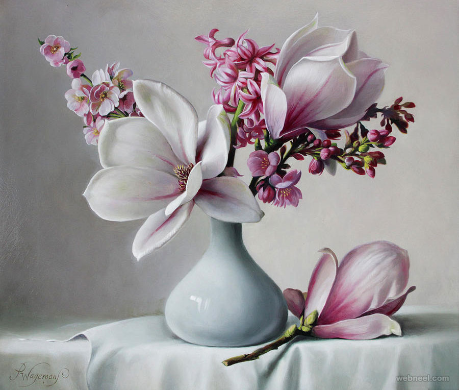flower painting magnolia by pieterwagemansa