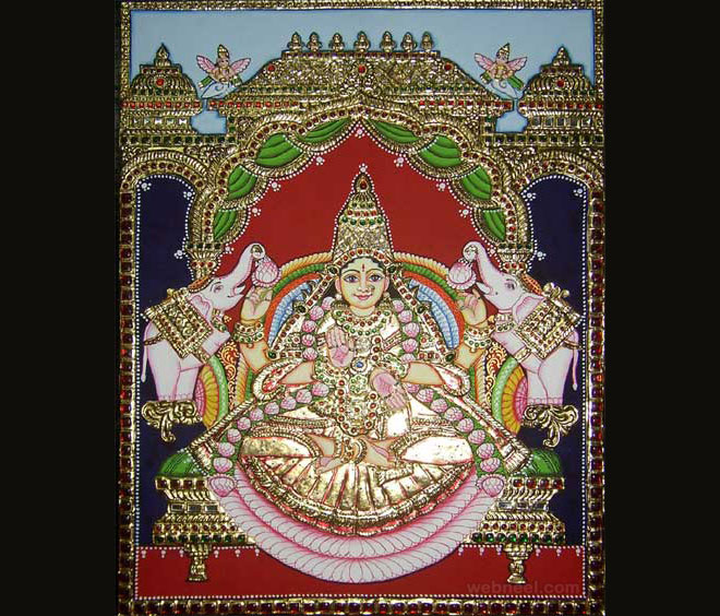 tanjore painting gajalakshmi by mythili ganesh