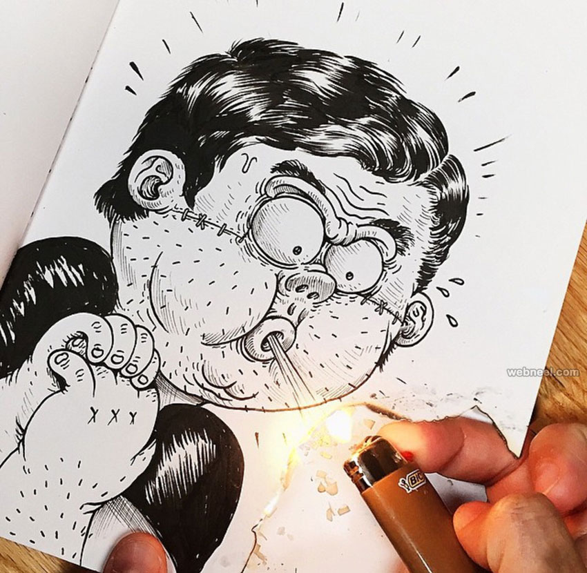 funny drawing idea lighter by alexsolis