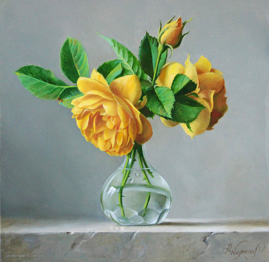 yellow rose painting flower by pieterwagemansa