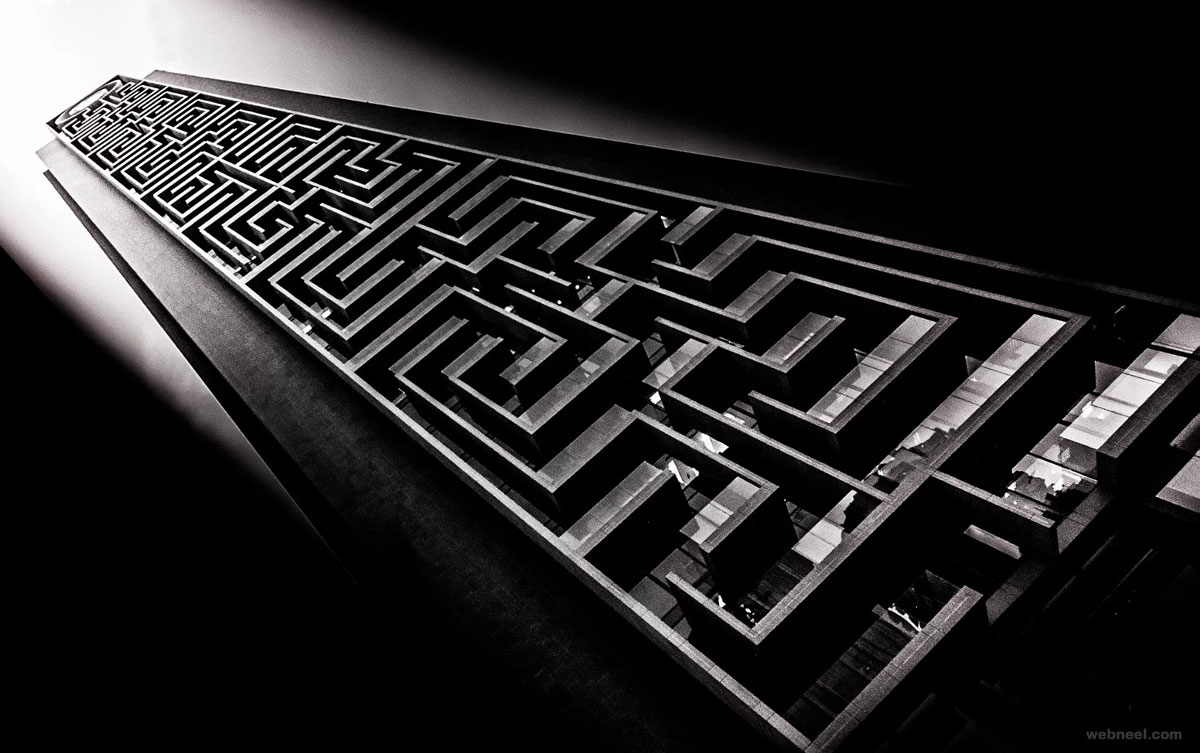 black and white photography maze tower dubai by shaheen ummalil