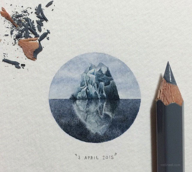 miniature painting artwork mountain by lorraine loots