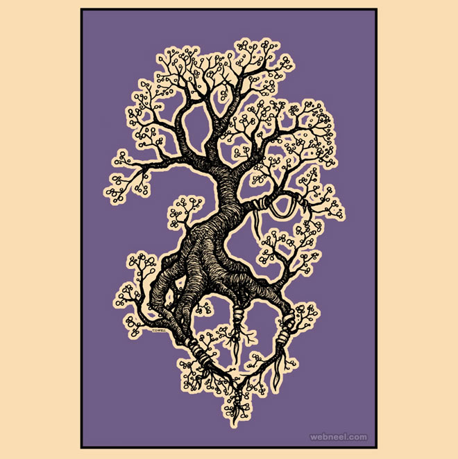tree drawing painting by jeraltidwell