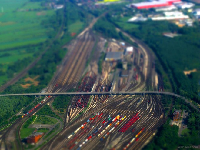 tilt shift photography train