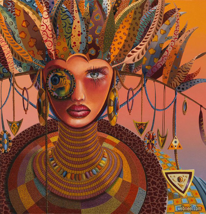 surreal painting artwork lady by nil gleyen