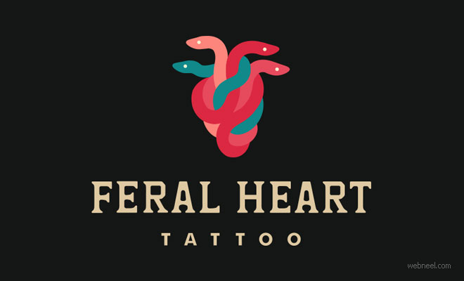 logo design tattoo studio feral heart by yana