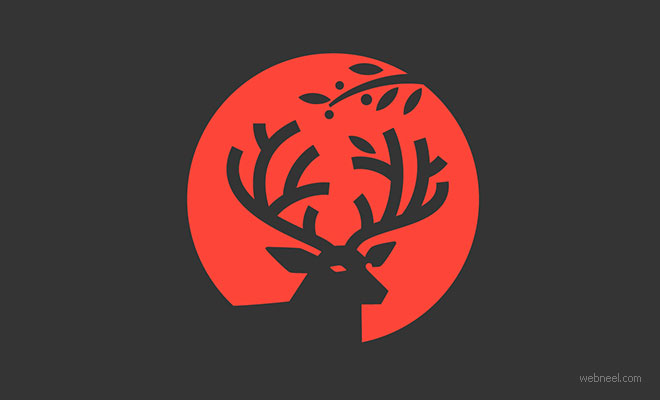 logo design deer animal by rodendesign