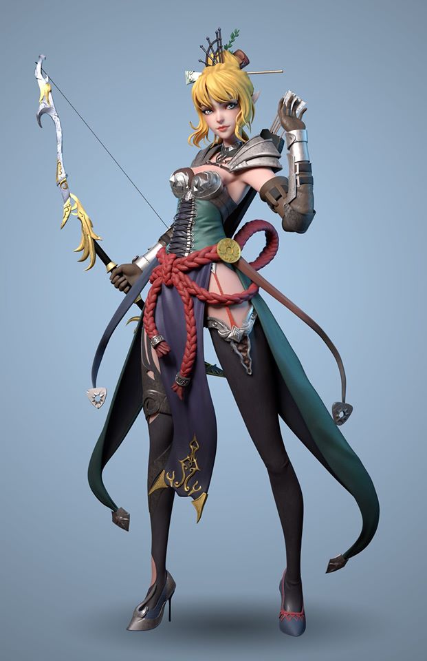 3d model fantasy girl fighter by wang lei