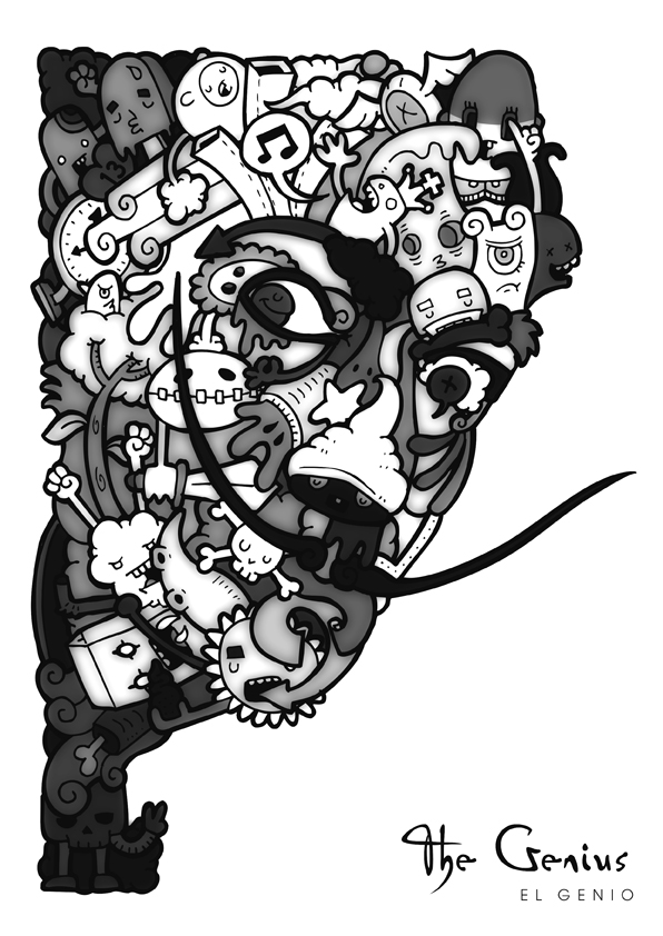 Saldador Dali Portrait with cartoons