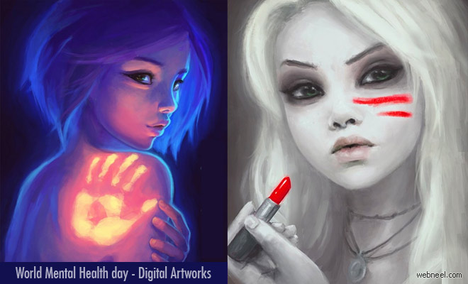 Aesthetically Beautiful Digital Paintings Voicing Mental Health Issues by Destinyblue