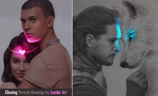 Glowing Portraits and Pencil Drawings by Lander Art