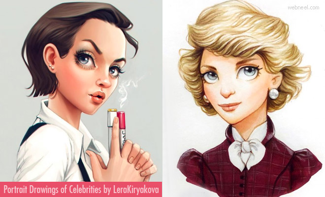 15 Cute and Adorable Portrait Drawings of Celebrities by Lera Kiryakova