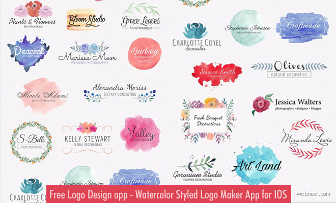 Free Logo Design app - Watercolor Styled Logo Maker App for iOS