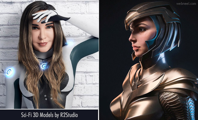 Beautiful Sci-Fi 3D Models and Character designs by R2Studio