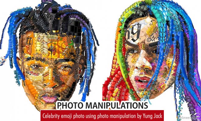 Celebrity Photo mashups using Emoji photo manipulation by Yung Jack