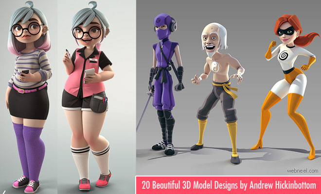 20 Beautiful 3D Cartoon Character Designs by Andrew Hickinbottom