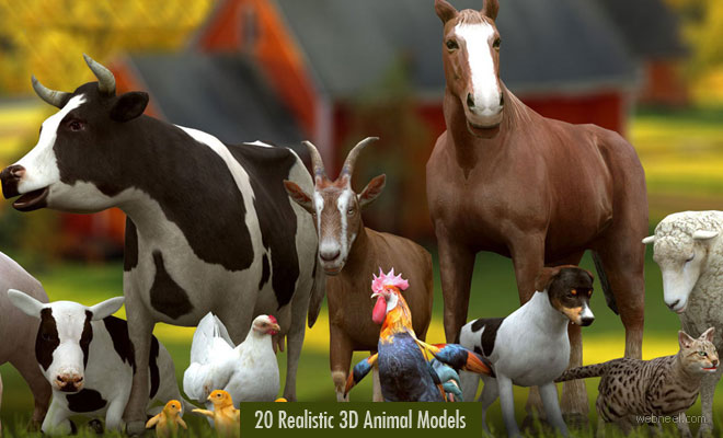 20 Realistic 3D Animal Models and character designs