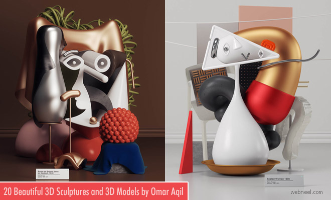 20 Old Picasso Paintings Recreated as Modern 3D Sculptures and 3D Paintings by Omar Aqil