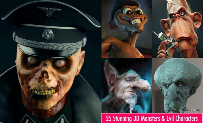 50 Stunning 3D Monster Models and 3D Evil Character Designs