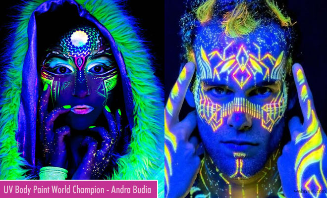UV Body-Painting Artist Andra Budaie Stuns the World with His Latest Collections