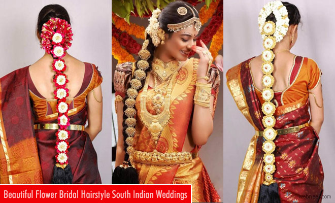 South Indian Bridal Hairstyle with Flowers for Wedding Glamour
