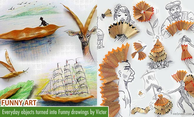 Creative Art works - everyday objects turned into funny drawings by Victor Nunes