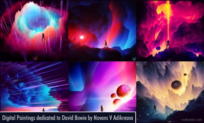Colorful Digital Paintings dedicated to Music Artist David Bowie