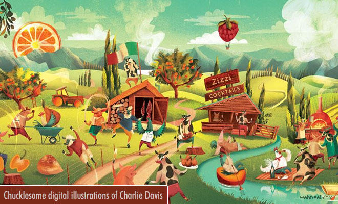 Chucklesome digital illustrations of London based illustrator Charlie Davis 