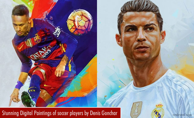 Stunning Digital Paintings of soccer players by Denis Gonchar