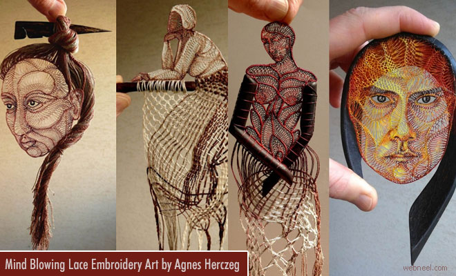 Delicate and Stunning Lace Embroidery Artworks by Agnes Herczeg