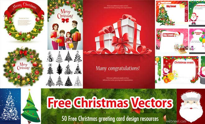 60 Free Christmas Vector Design Resource for Greeting Cards and websites - EPS AI SVG