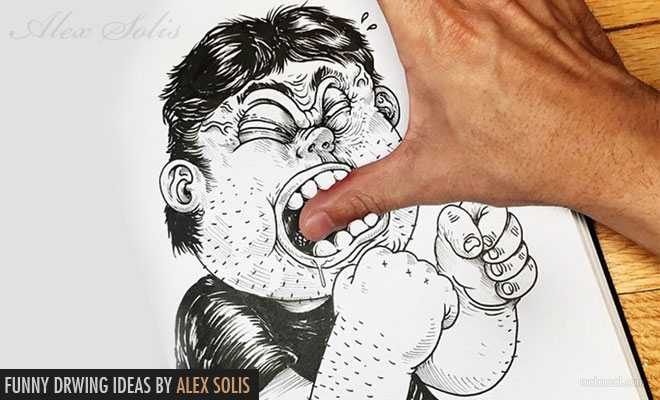 Drawings Fight with Their Own Creator - Funny Drawing Ideas by Alex Solis