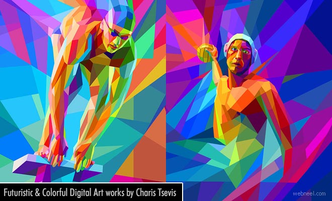 Futuristic and Colorful Digital Art works by Charis Tsevis