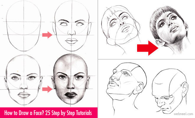 How to Draw a Face - 25 Step by Step Drawings and Video Tutorials
