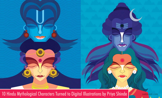 10 Vibrant Digital Illustration Artworks with Hindu Mythical Gods by Priya Shinde