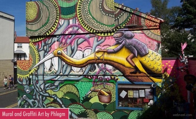 Surreal and Stunning Mural Paintings by Famous Comic Artist Phlegm