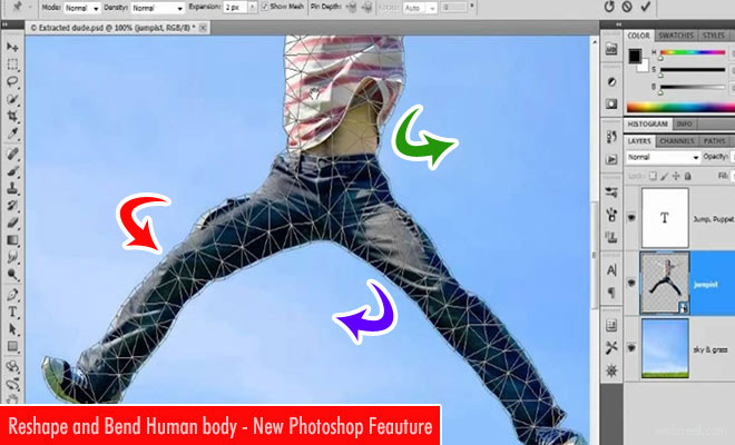 Reshape and Bend the Human Body Using Adobe Photoshop's Puppet Warp Feature