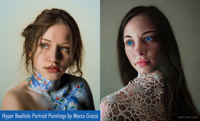 Stunning Hyper-Realistic Portrait Paintings with a Twist on Reality by Marco Grassi