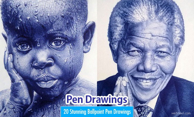 20 Realistic Ballpoint Pen Drawings from African Artist Enam Bosokah