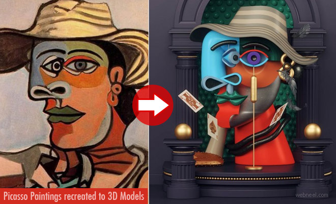 20 Old Picasso Paintings Recreated as Modern 3D Sculptures and 3D Paintings by Omar Aqil