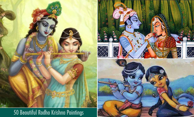 50 Beautiful Radha Krishna Paintings from top Indian artists