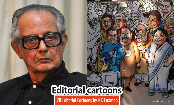 20 Best Editorial Cartoons by famous Indian cartoonist RK Laxman