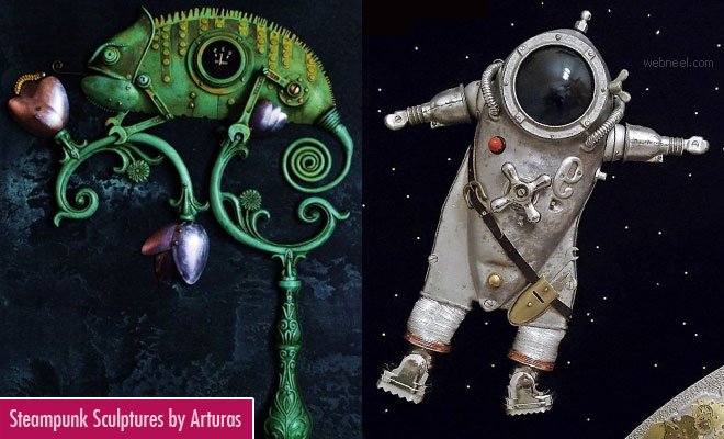 Extraordinary Steampunk Scrap Sculptures by lithuanian artist Arturas