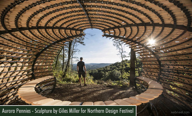 Aurora Pennies, a Light-Reflecting Sculpture by Giles Miller