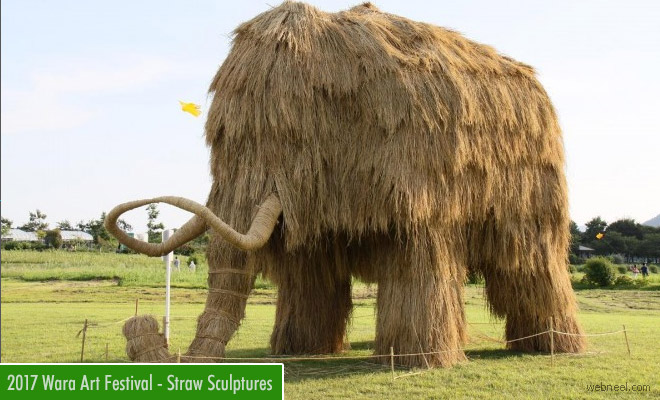 Mammoth Size Rice Straw Sculpture - 2017 Wara Art Festival Japan